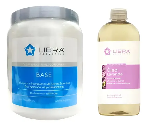 Crema Base Masajes Corporales 980g + Oleo Lavanda Libra Fragancia Neutra