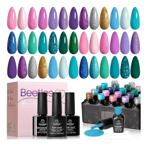 Set De Esmalte En Gel Beetles 20 Colores Mermaid Mantra