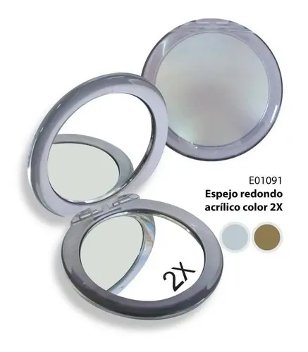 Espejo De Cartera Con Tapa Aumento X2 Redondo Acrílico E1091