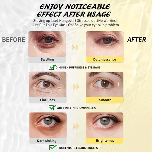 Parches Ojos Maskiss Colageno Oro 24k 50 Pares Antiedad