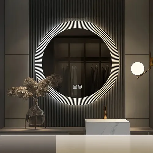 Espejo Circular Led 60cm Touch Antiempañante Luz Fria Calida C-1060