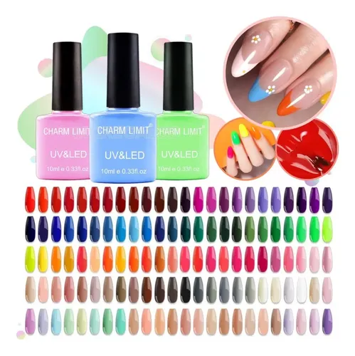 Kit De 6 Esmaltes Semipermanentes Top Coat, Base Coat Color A Elección