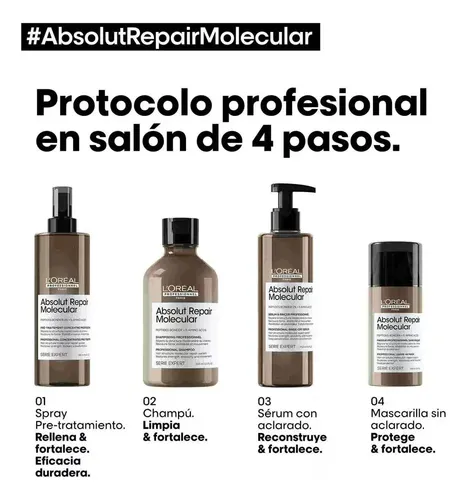 Kit Shampoo 300ml + Serum Loreal Absolut Repair Molecular