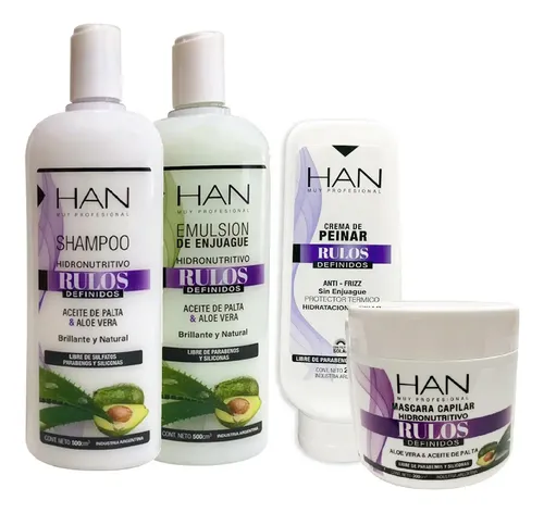 Combo Rulos Shampoo + Enjuague + Baño De Crema + Crema – Han