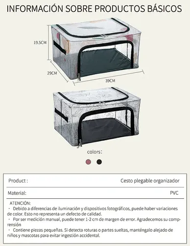 Organizador Plegable Poliéster/pvc Cute 40x30x20 Cm
