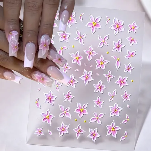 Sticker Uñas 5d Flores Cinco Pétalos 1 Lámina