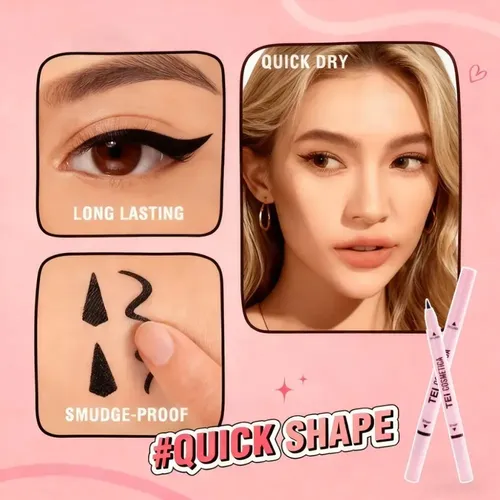 Lapiz Delineador Doble Punta Eyeliner Waterproof Tei Negro