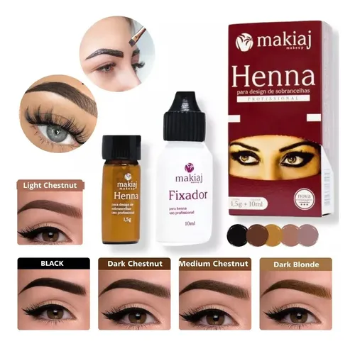 Henna Perfilador De Cejas Tinte Makiaj Brasil Tonos Color Castaño Medio