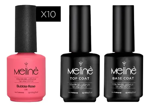 Combo 10 Esmaltes Semipermanentes Meliné + Base + Top Meliné 311