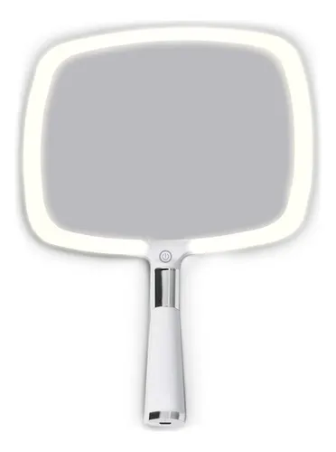 Espejo De Mano De Viaje Iluminado Mirrorvana Con Soporte Blanco