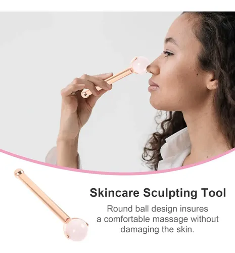 Rodillo Facial Jade Y Cuarzo Rosa Metalizado Para Belleza
