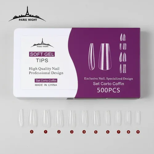 Tips Soft Gel Y Press On X500 Corto Paris Night Uñas