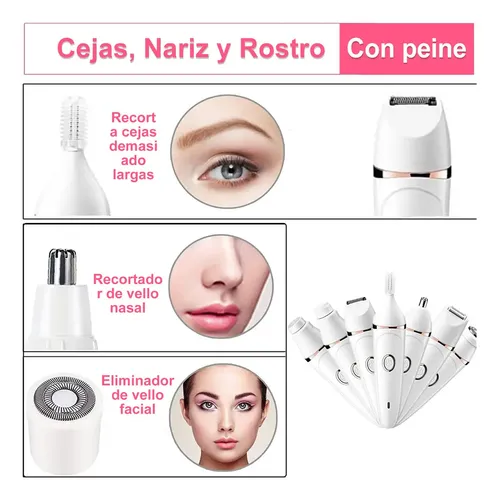 F. Maquina Depiladora Eléctrica Kit 7 En 1 Para Mujer Blanco