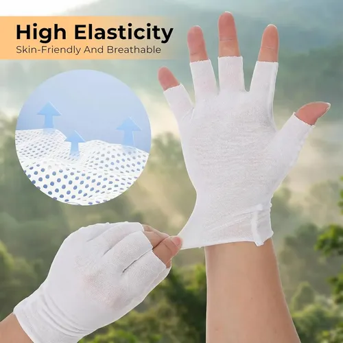 Guantes De Algodón Blancos Sin Dedos Hidratantes X5