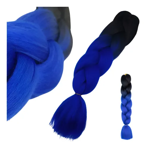 Extension Pelo Kanekalon Trenza Degrade Azul Negro Lefemme