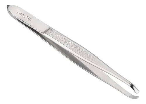 Pinza de acero inoxidable recta con diseño de cejas, color plateado, de Lanossi