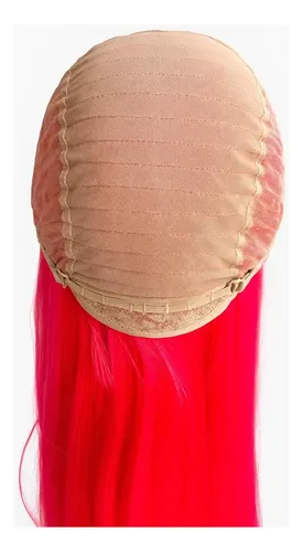 Peluca Lace Front Adiolacba Premium Símil Natural 70 Cm Tamaño De La Base Regulable Tono Fucsia Neón