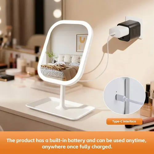 Q Ovo Espejo De Maquillaje De Mesa Recargable Con Luz Led M