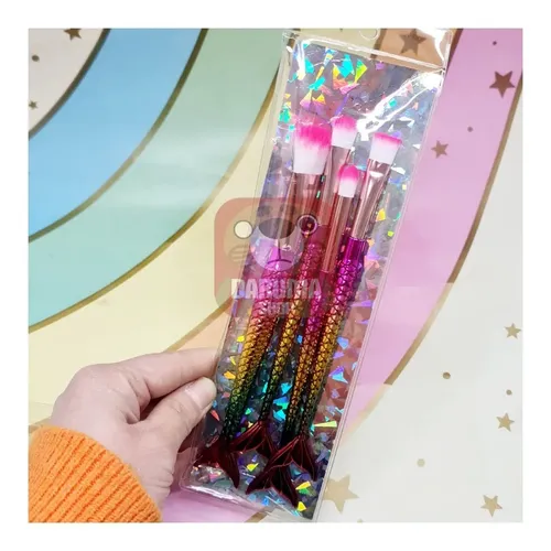 Set X4 Pincel Brocha Cola Sirena Mango Tornasolado Belgrano