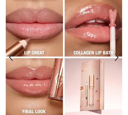 Charlotte Tilbury Mini Glossy Pink Lip Gloss + Lip Liner Set Color Nude Pink