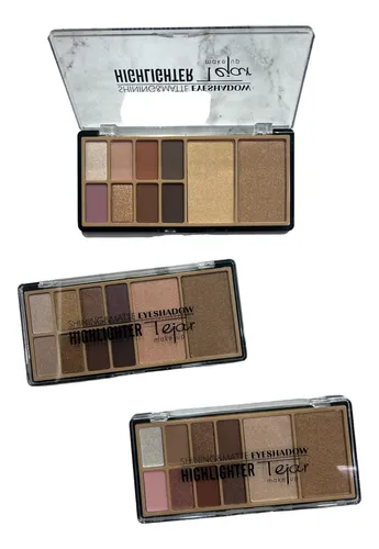 Set De Maquillaje Tejar 8 Sombras 2 Iluminadores Lefemme