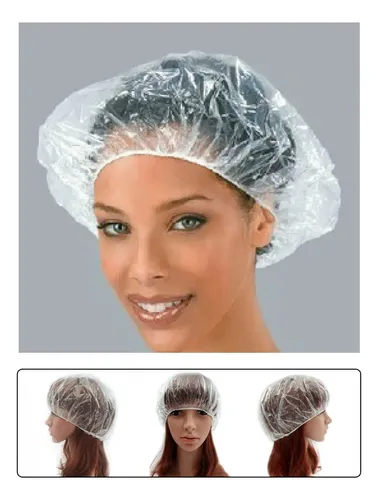 100 Gorros De Ducha Desechables, Transparentes, Elásticos A