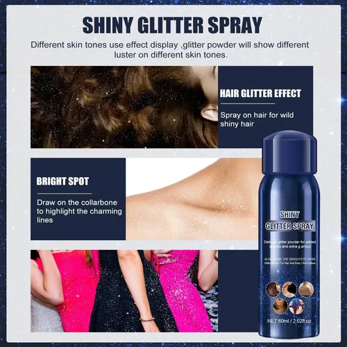 2 Maquillaje De Escenario Cabello Cuerpo Brillo Spray Brillo