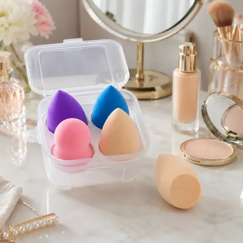 Esponjas De Maquillaje 4 Piezas Con Estuche Suaves Premium
