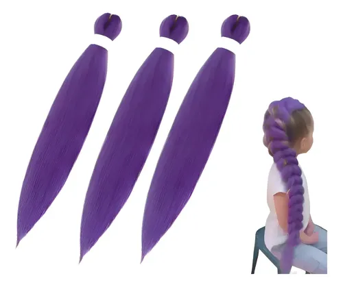 Peluca Trenzada Morada 3 Extensiones De Cabello Trenzado .