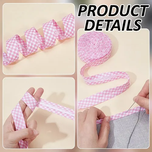 1 Rollo De Cinta De Tartán Para Envolver Regalos Y Accesorio Rosa Con Blanco Tartan