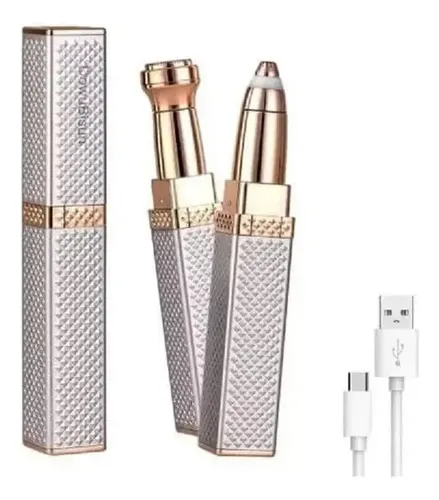 Depiladora Cejas Lápiz Eléctrico Portátil Recargable Usb Luz Color Plateado