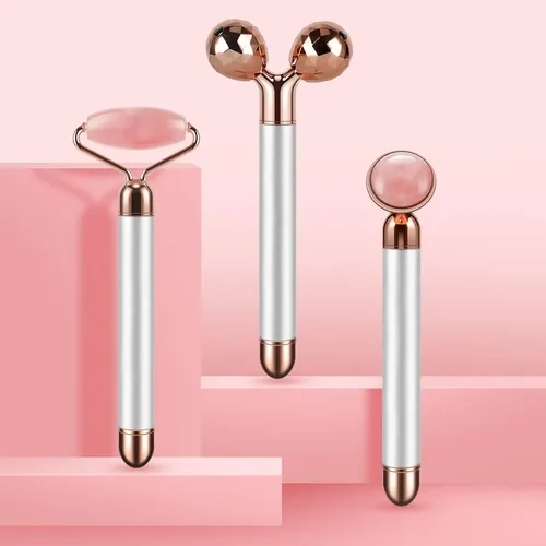 Rodillo Facial Eléctrico 3d Masajeador Jade Rosa