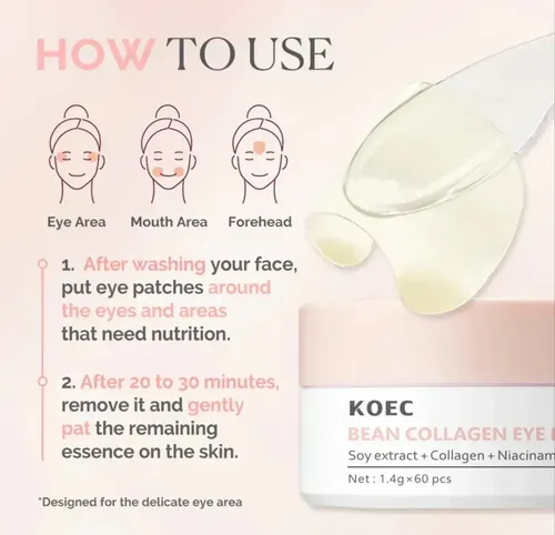 Parches De Ojos Hidrogel Bean Collagen+niacinamida 60 Pcs
