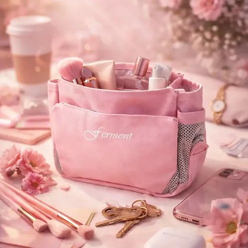 Organizador Cartera Neceser Rosa Maquillaje Viaje Practico
