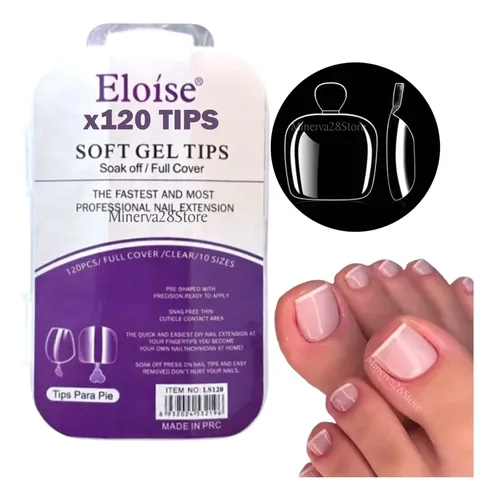 Tips Soft Gel Para Pies Caja X120 Pcs Uñas Postizas Pedicura