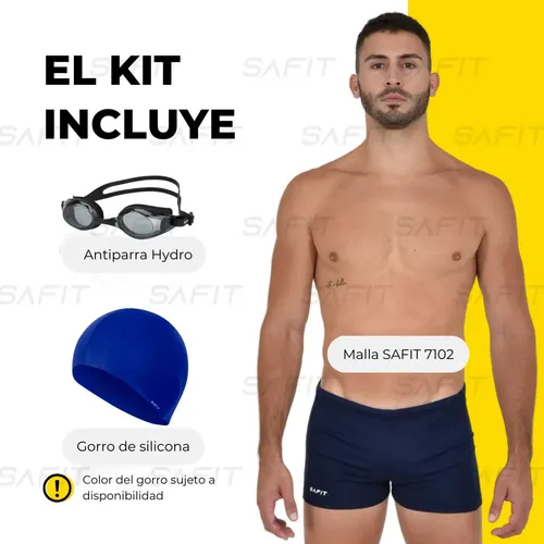 Combo Short Natacion Malla + Antiparra + Gorro Silicona