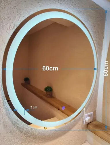 Espejo Redondo Lumens 60cm Luz Led Táctil Fría Cálida Neutra