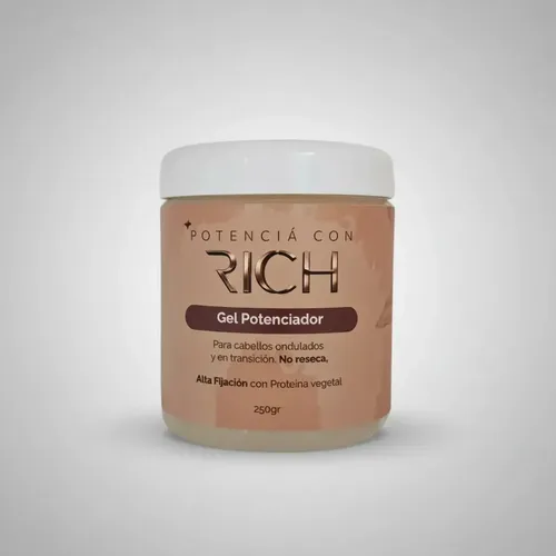 GEL potenciador RICH COVA alta fijación APTO MÉTODO CURLY libre de siliconas hidratante ANTI FRIZZ RULOS ONDAS Y CABELLO EN TRANSICIÓN