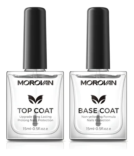 Base Y Top Coat Esmalte De Uñas Morovan 2pcs Secado Rápido