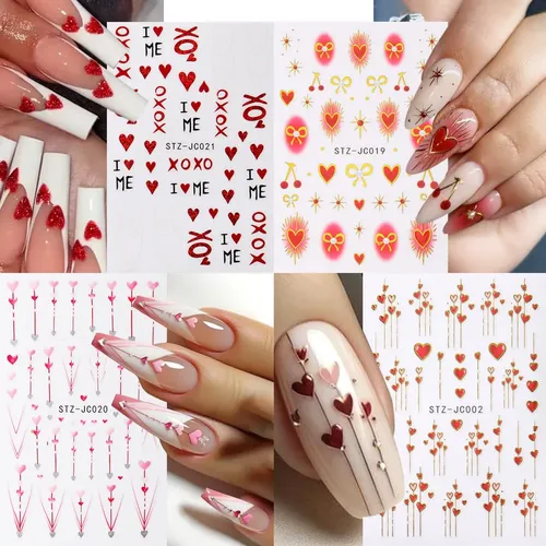 Calcomanías Para Decoración De Uñas Con Forma De Corazón Par
