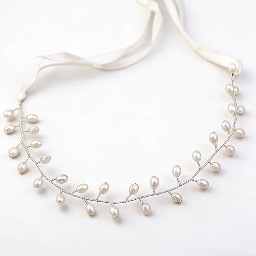 Diadema De Perlas Y Flores Para Novia Y Boda