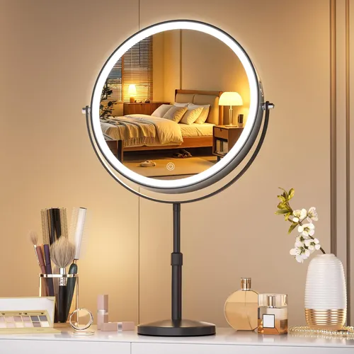 Espejo De Maquillaje Hasipu De 25 Cm Con Luz Y Aumento 10x,