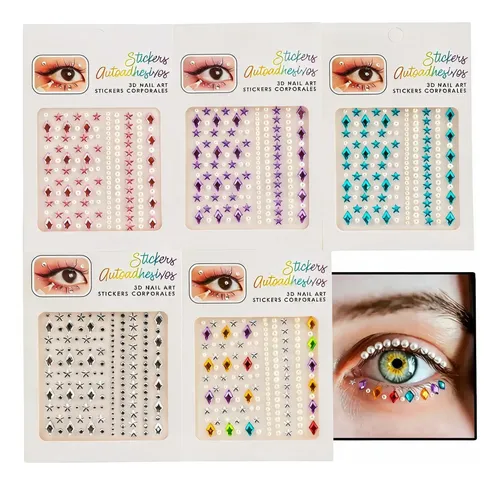 Plancha Strass Gema Autoadhesiva Formas Cara Cuerpo Multiuso