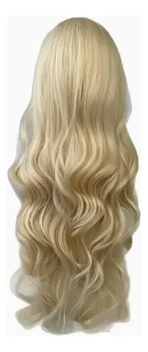 Peluca Mujer Rubia Clara Larga Flequillo Raya Central Ss