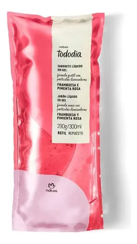 Repuesto Jabón Líquido Corporal Natura Tododia Frambuesa Y Pimienta Rosa 300 Ml