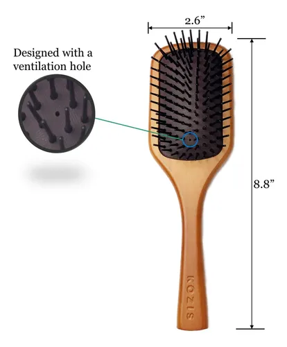 Cepillo Para El Cabello Kozis Mini Paddle De Madera Antiestá