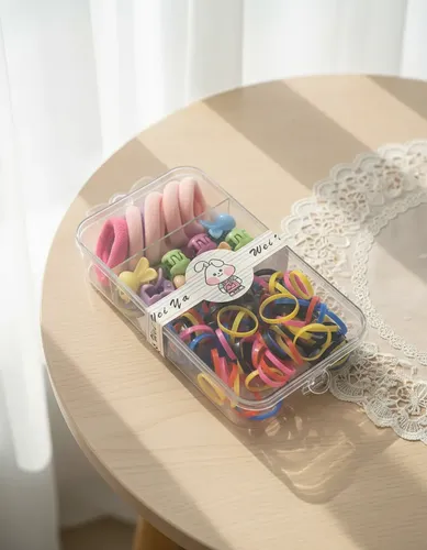 Set Accesorios Pelo Niña Gomitas Hebillas Colitas En Caja