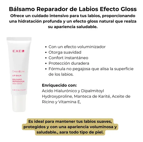 Bálsamo Reparador Y Voluminizador De Labios Exel Green Line
