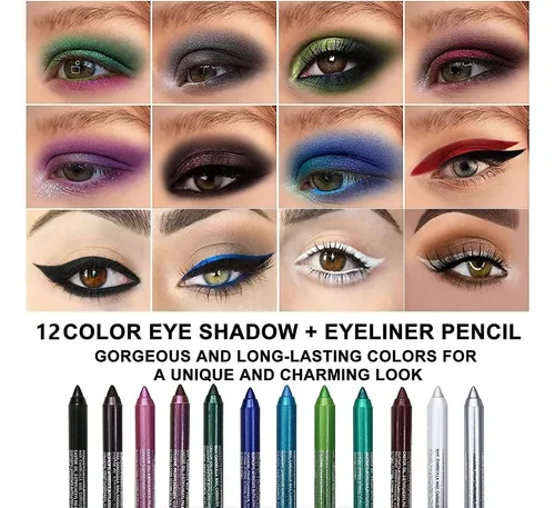 Juego De Delineadores En Gel 12 Colores Evpct