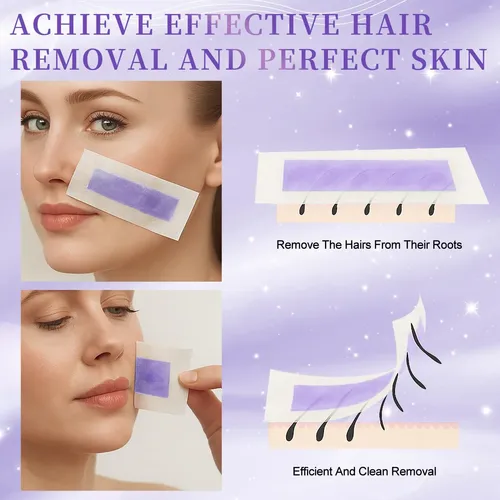 Tiras De Cera Facial Plongtui 40 Tiras Y 4 Toallitas De Acei